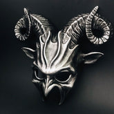 Metallic silver horned mask for cosplay, Halloween, or masquerade events