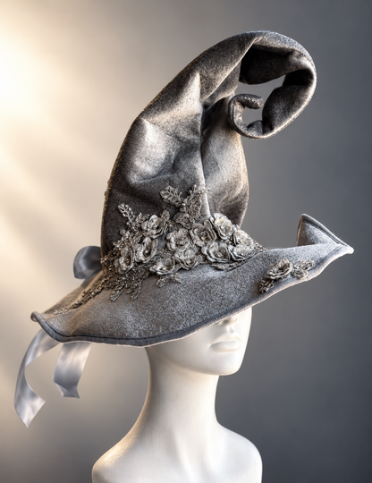 Silver Moonflower Witch Hat
