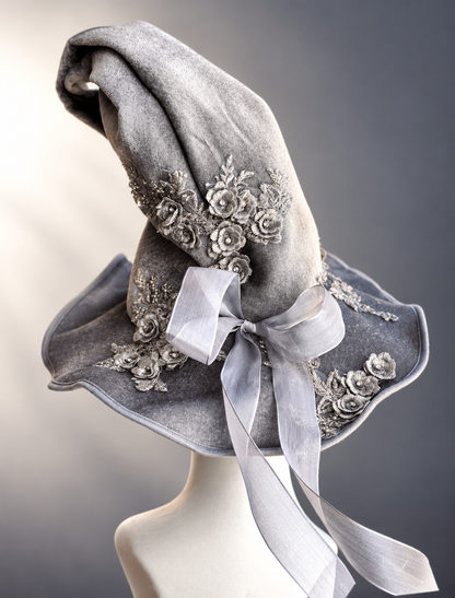 Silver Moonflower Witch Hat