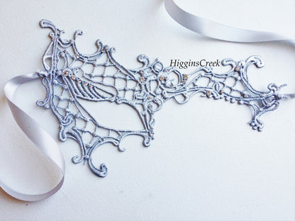 Phantom Lace Mask - Silver