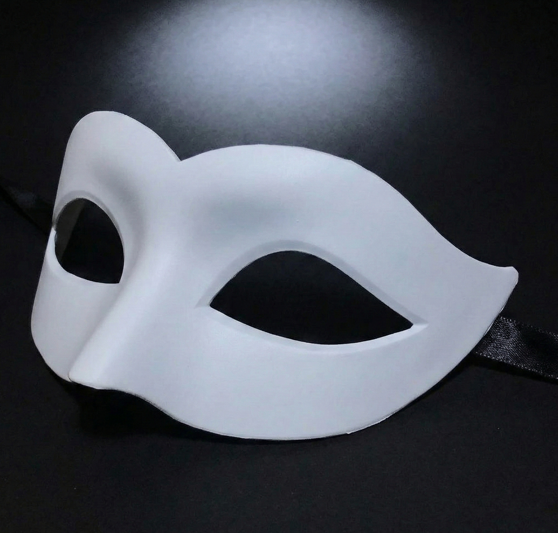 White mask on a black background