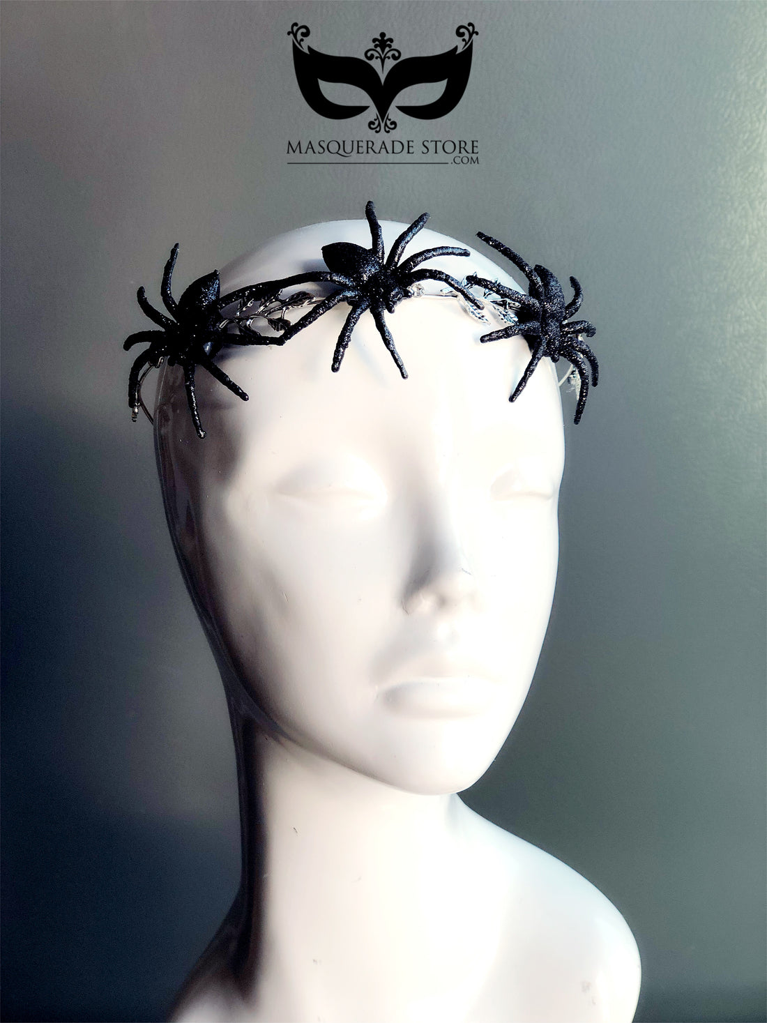 Black gothic spider crown headband tiara for Halloween, cosplay, and masquerade costumes