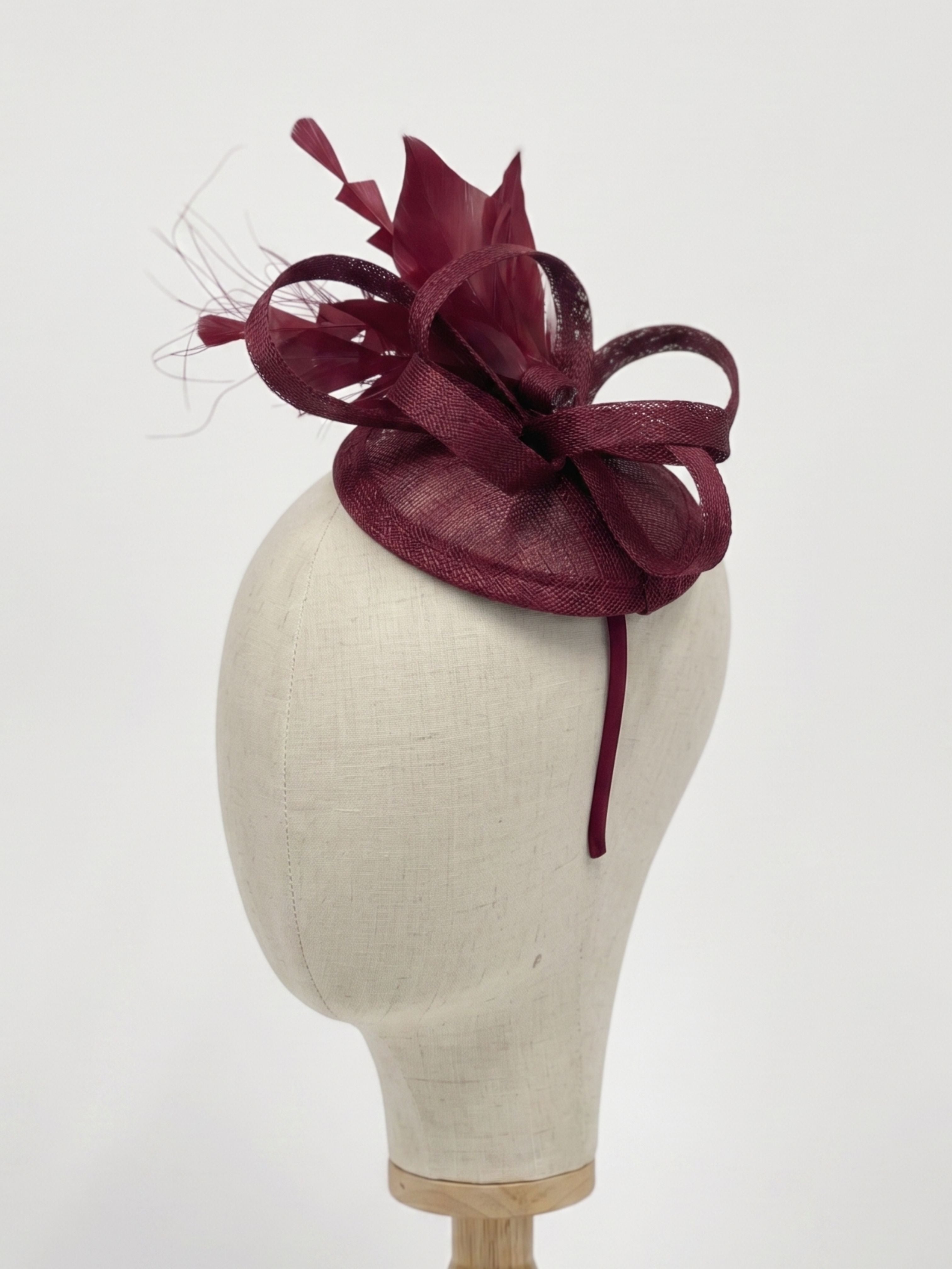 Tea Party Fascinator - Wine Red