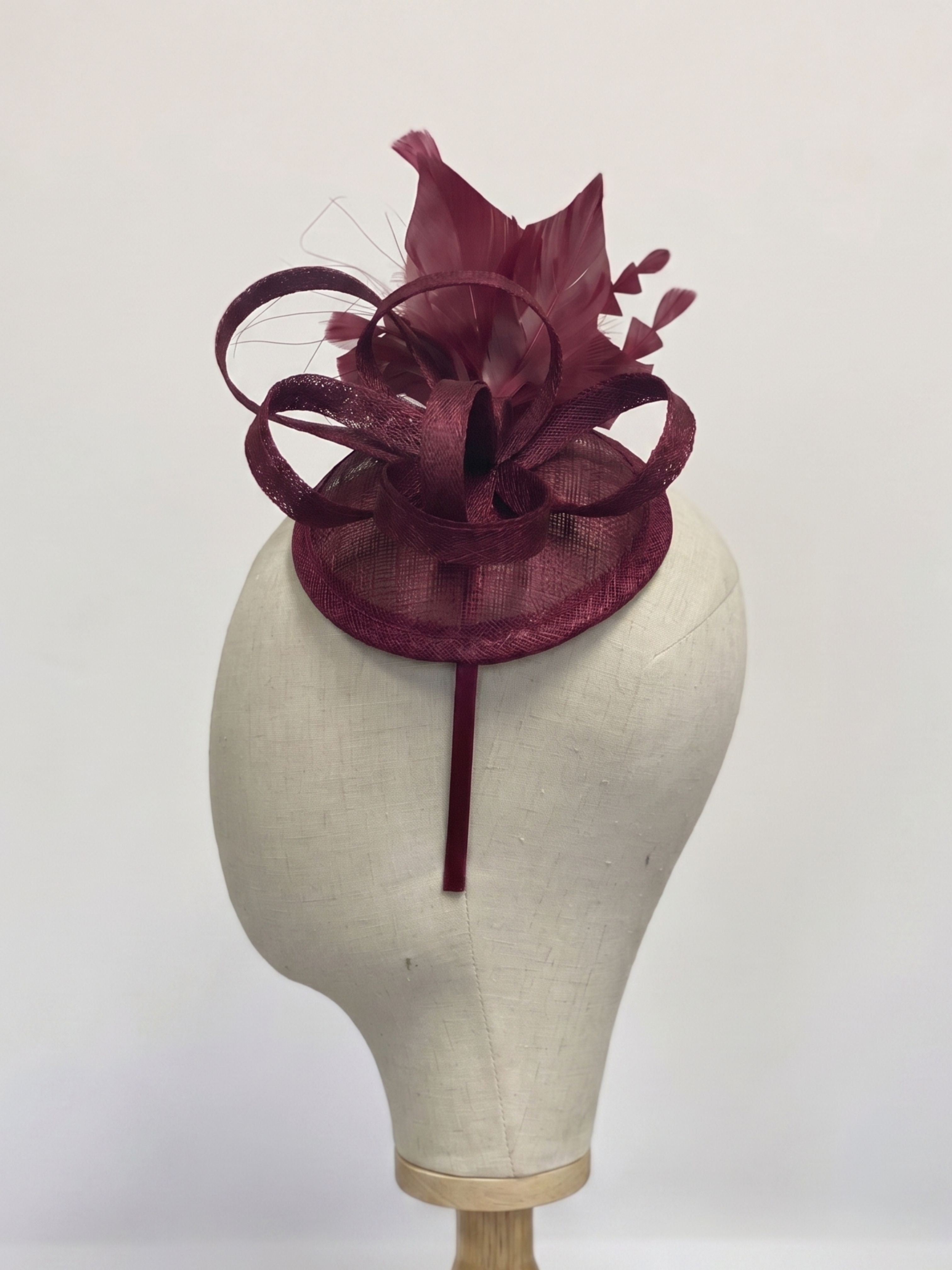 Tea Party Fascinator - Wine Red