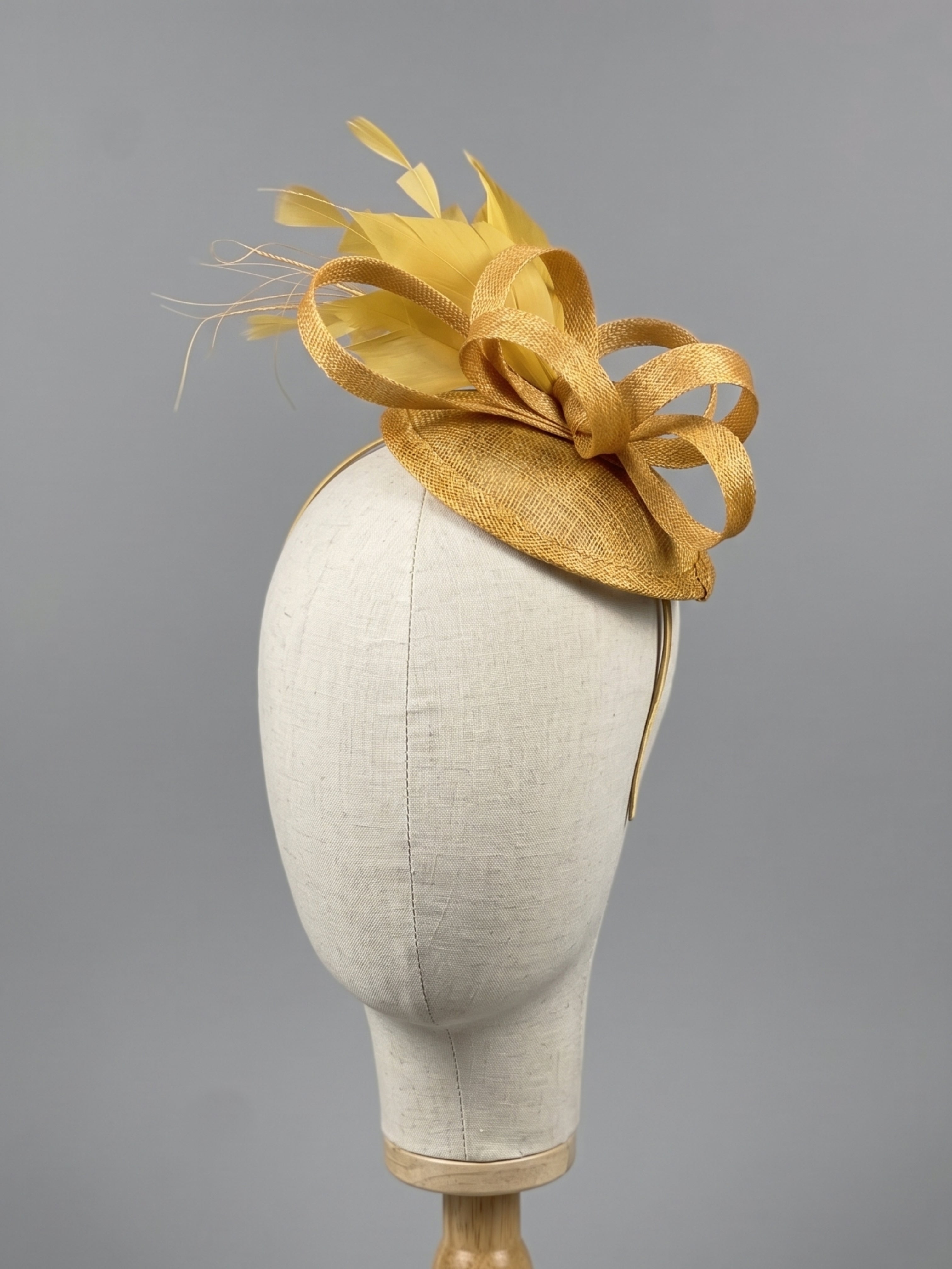Tea Party Fascinator Hat - Mustard Yellow