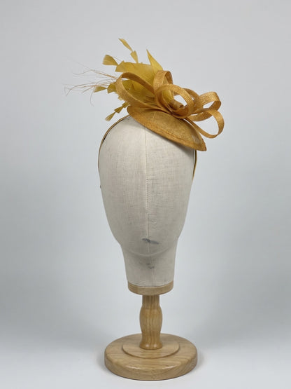 Tea Party Fascinator Hat - Mustard Yellow