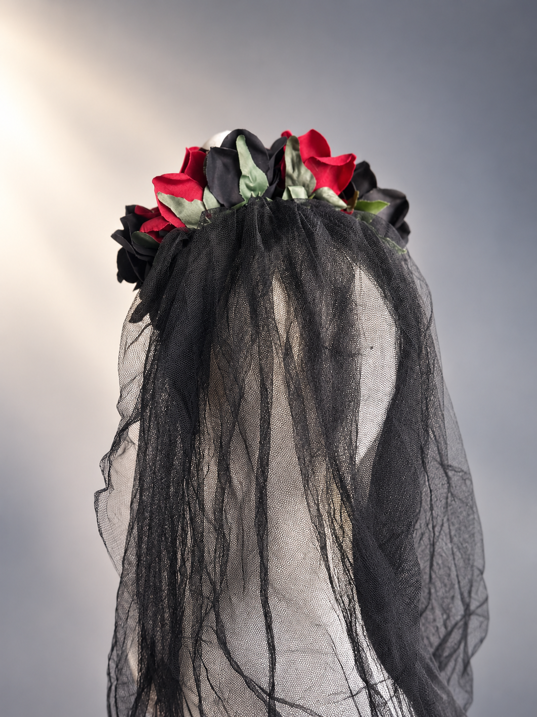 Crimson Mourning Skull Fascinator