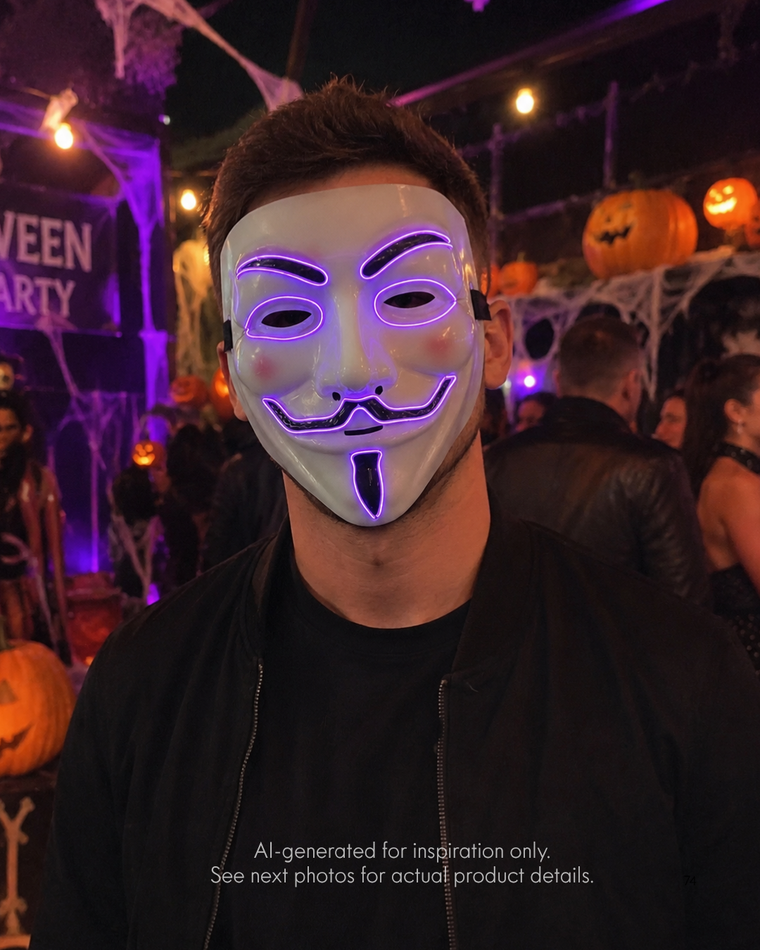 Neon Anonymous - Purple Voltage LED Mask