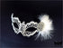 White metal masquerade mask with crystals and feather detailing for weddings and Venetian masquerade balls