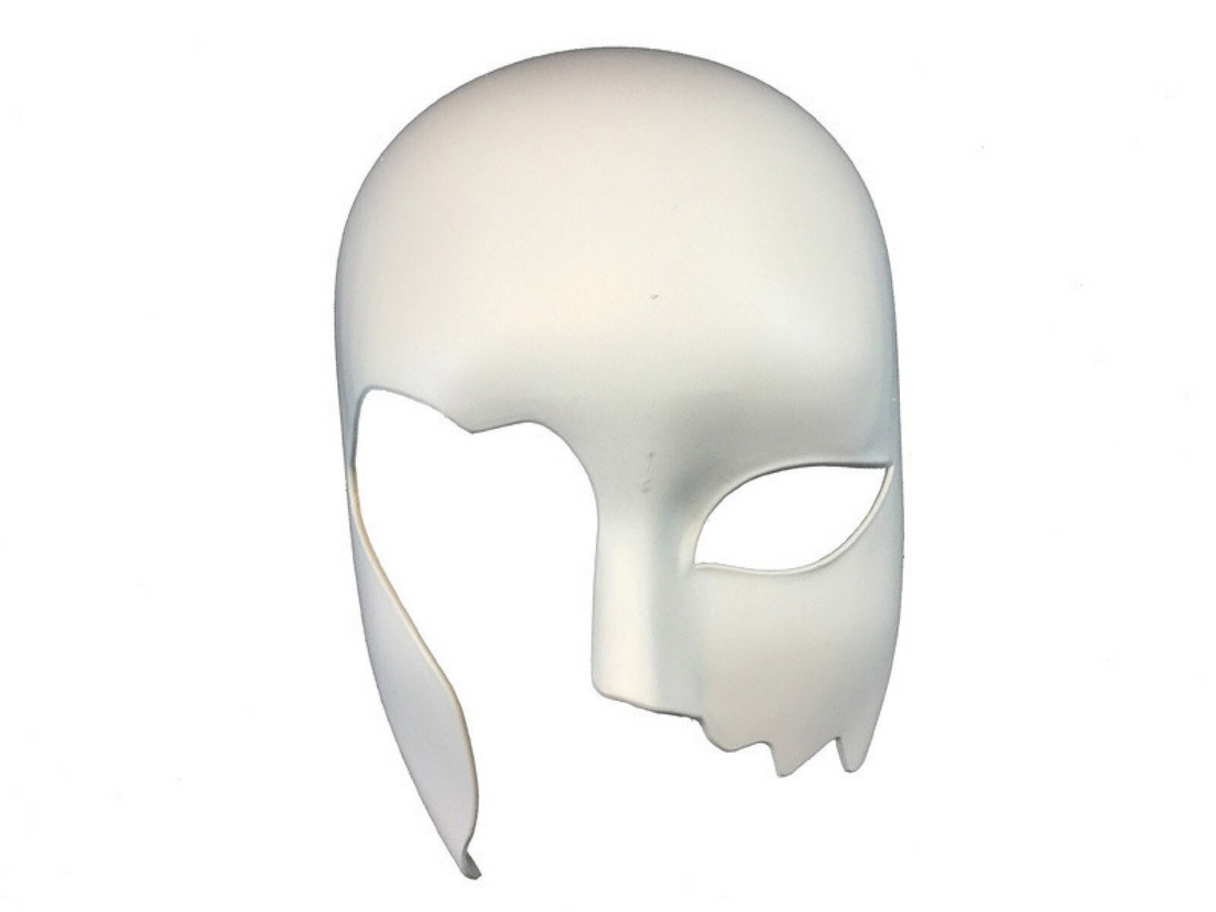 Classic white phantom half-face masquerade mask for opera, Halloween, and men’s costumes.