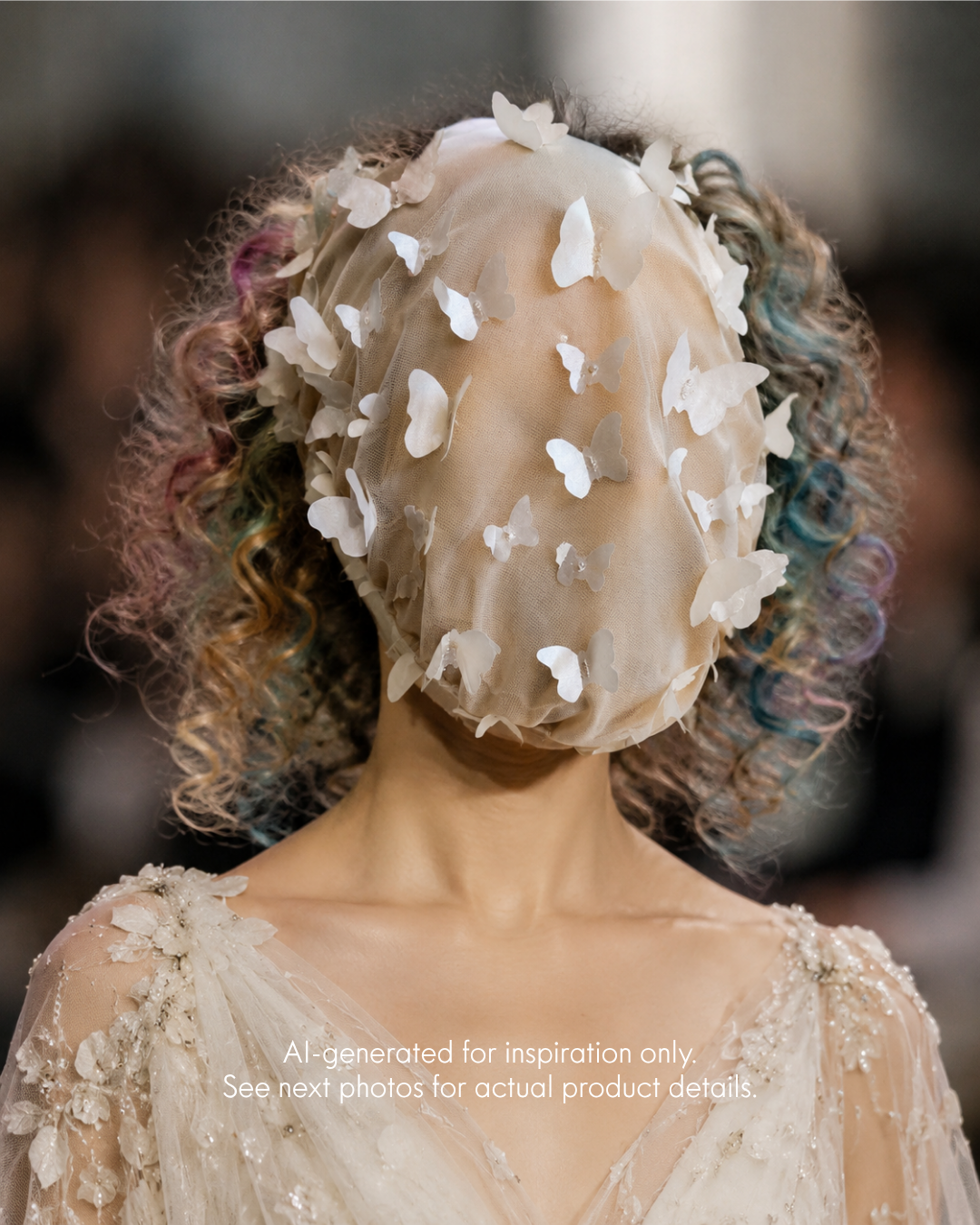 Ivory Butterfly Mirage Veil - Bridal Couture Headpiece