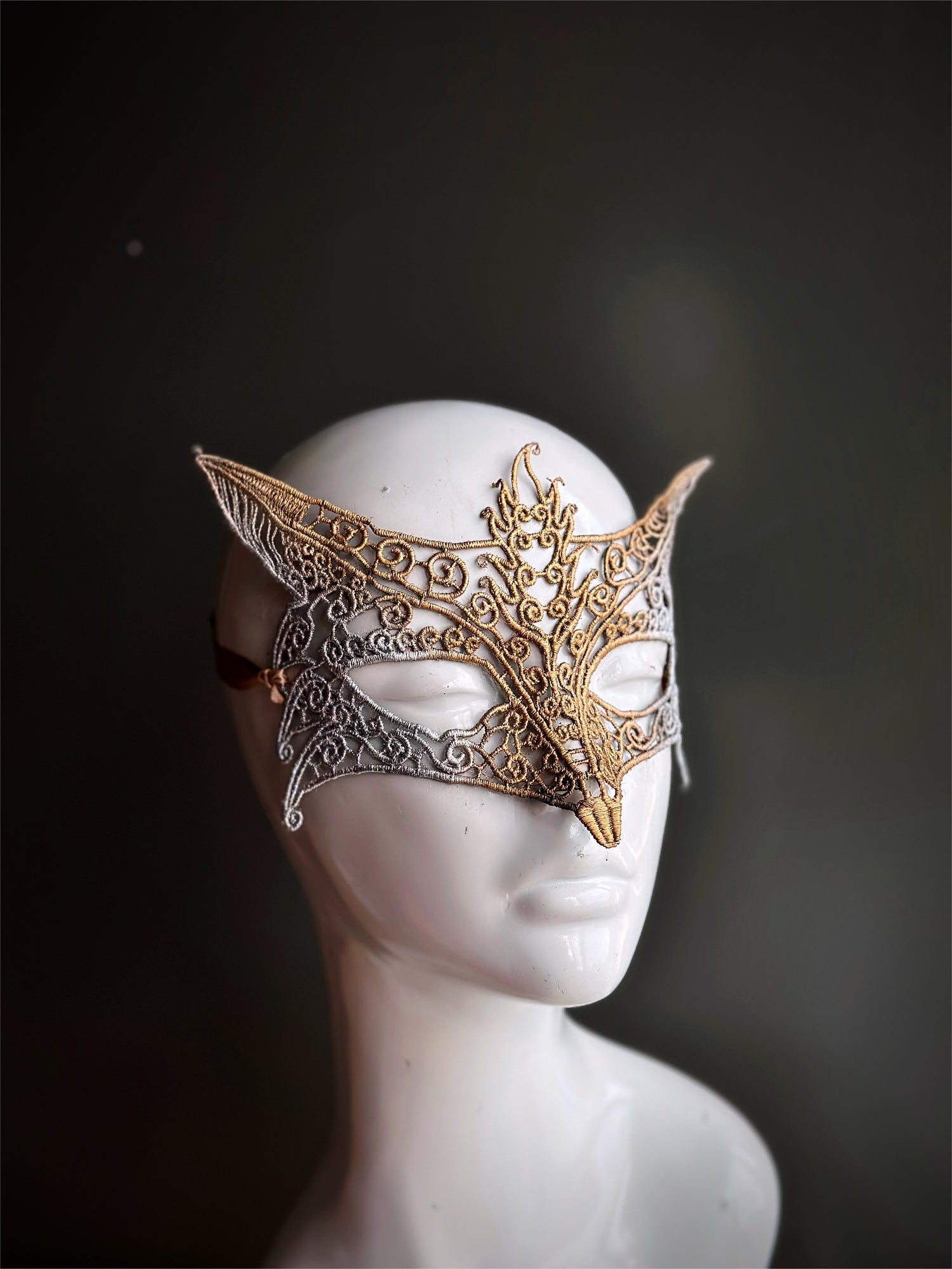 Women's Masquerade Mask Lace Fox Gold Silver | Masquerade Store Women's Masquerade Mask Lace Fox Gold Silver | Masquerade Store