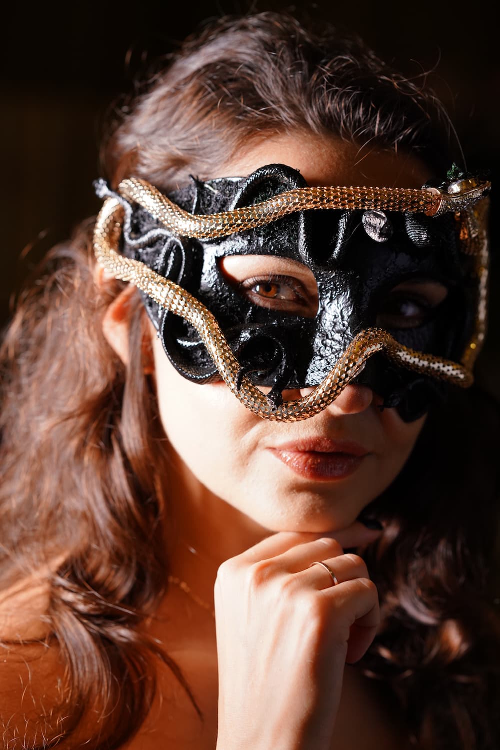 Women's Masquerade Mask Medusa Snake Black Gold | Masquerade Store