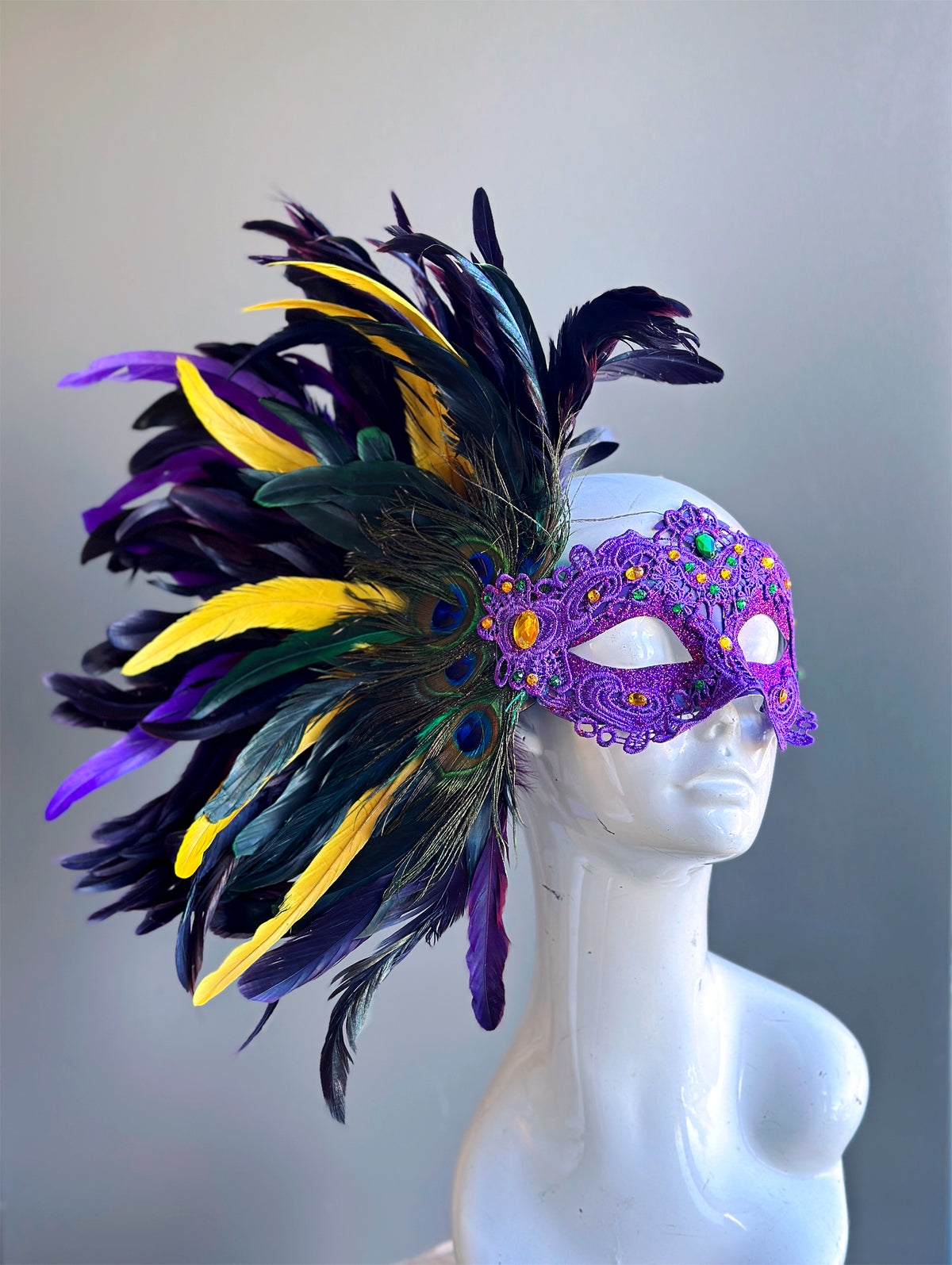 Macrame Feather Mask - Mardi Gras Purple – Masquerade Store