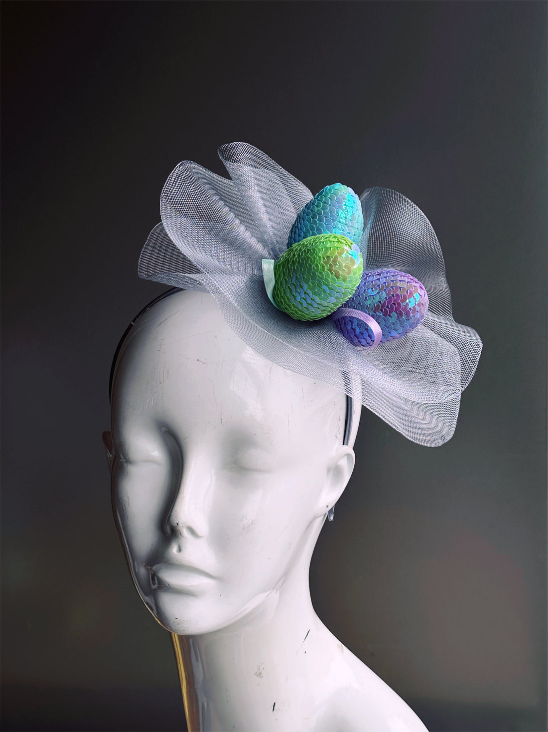 Sequin Egg Ascot - Silver