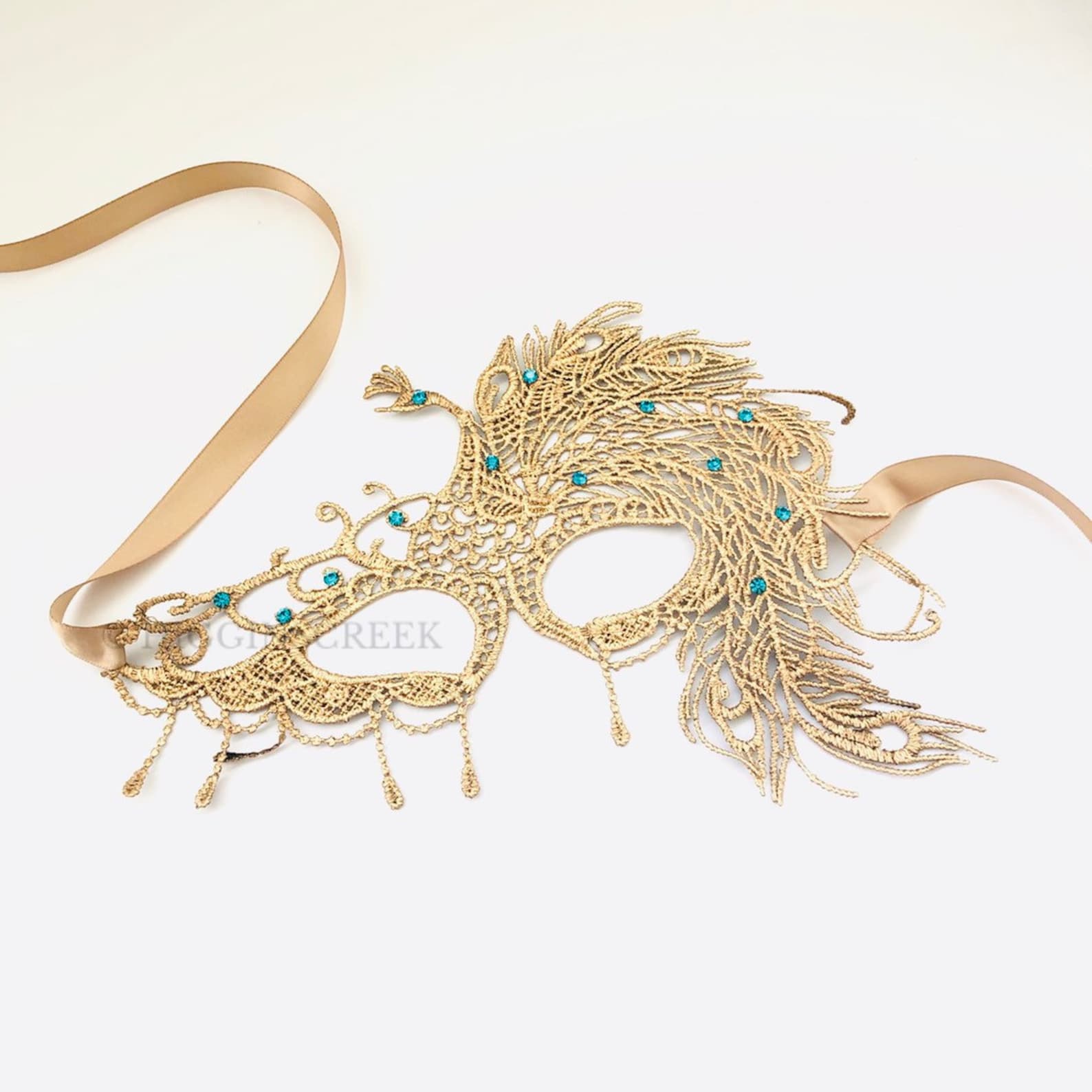 Peacock Lace Mask - Gold