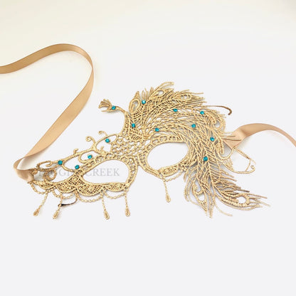 Peacock Lace Mask - Gold