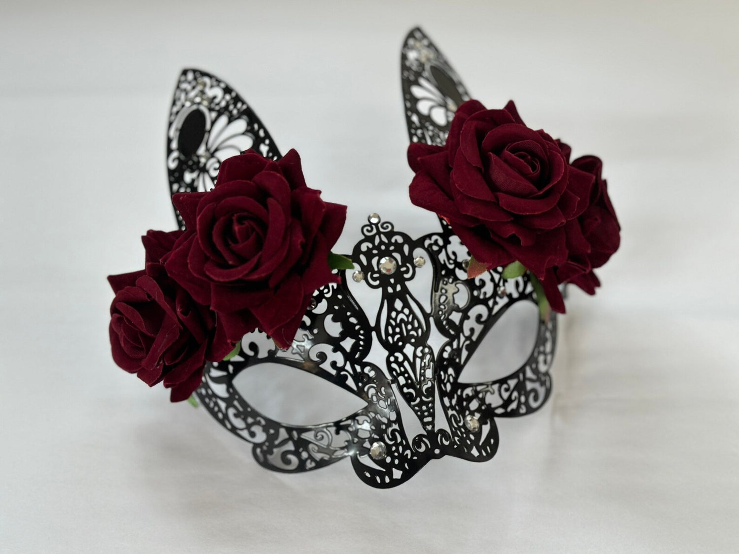 Mask Red Roses Womens Bunny Mask Black Roses Red – Masquerade Store