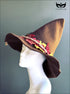 Brown witch hat with fall leaves and rope detail, perfect for harvest and Halloween costumes