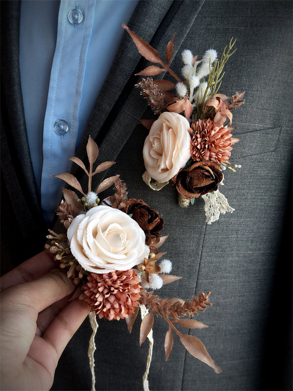 Autumn Love Prom Boutonniere & Corsage Set