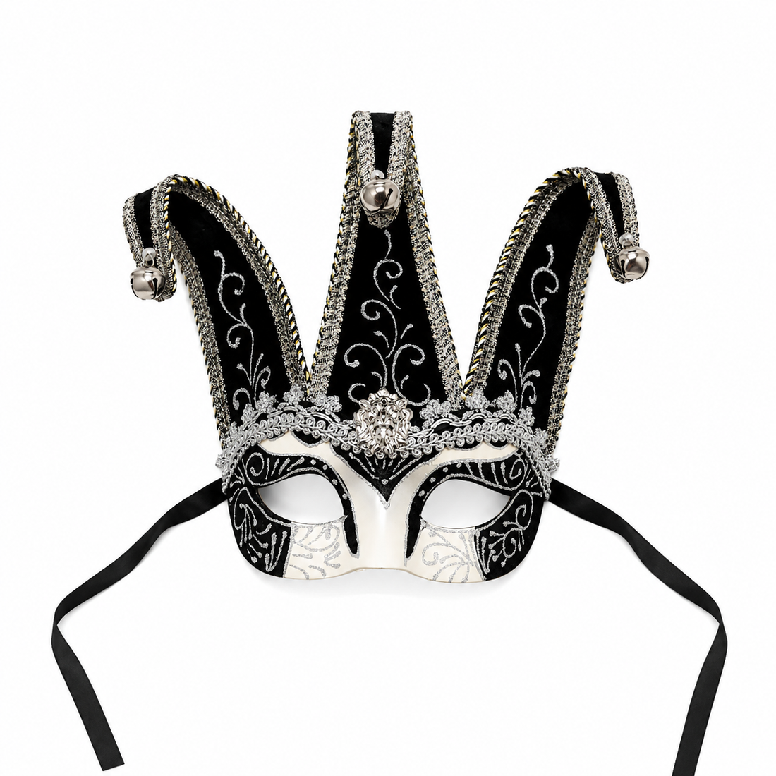 Jester Mask - Black Silver