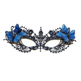 Black lace masquerade mask with blue butterflies, elegant lace butterfly eye mask for women, masquerade ball, prom, and costume parties.