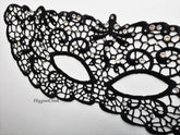 Black lace masquerade mask with rhinestones, elegant lace eye mask for women, perfect for prom, wedding, masquerade ball, and parties.