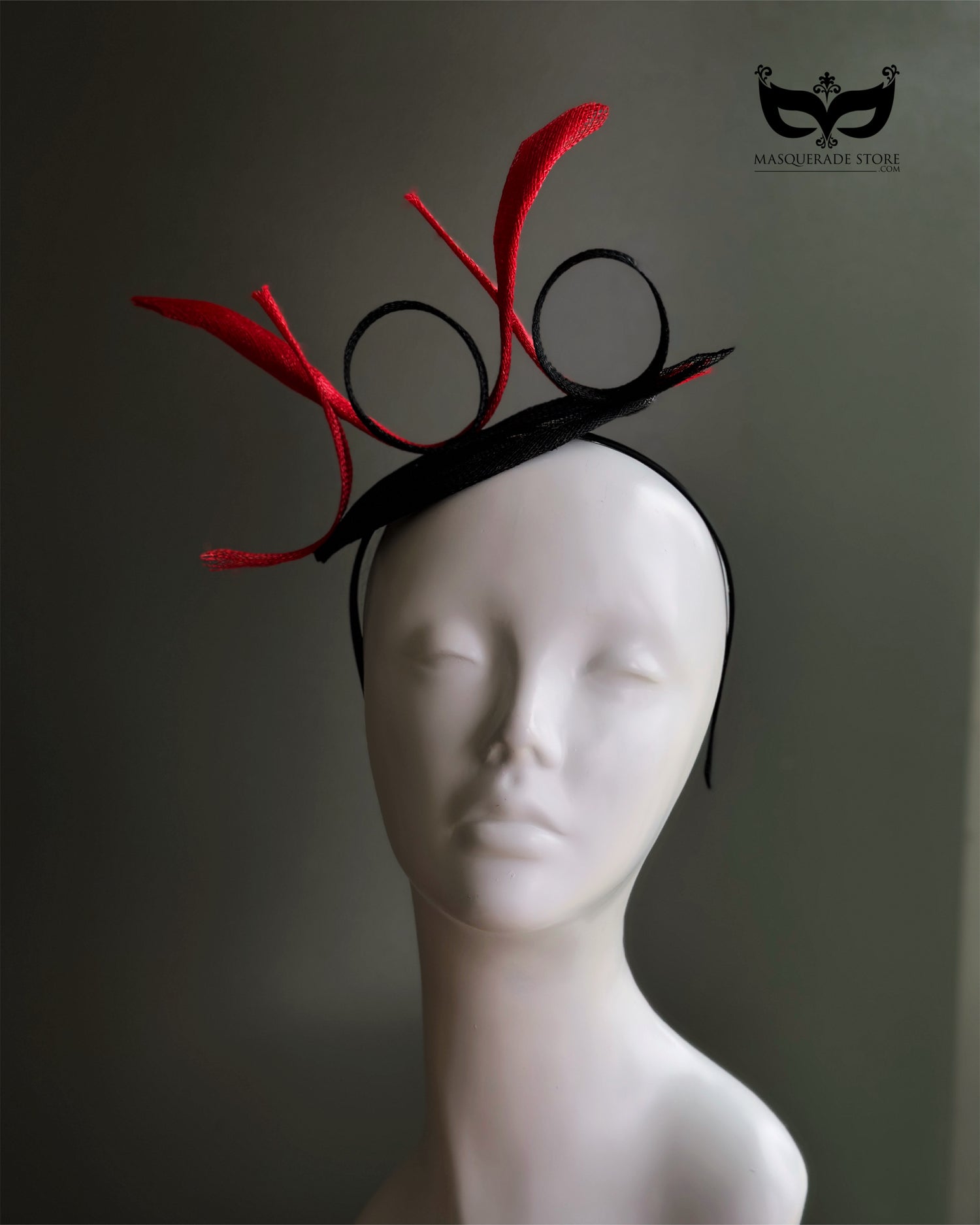 Modern red and black loop headpiece for women