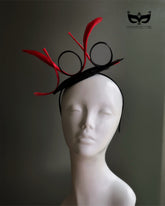 Modern red and black loop headpiece for women