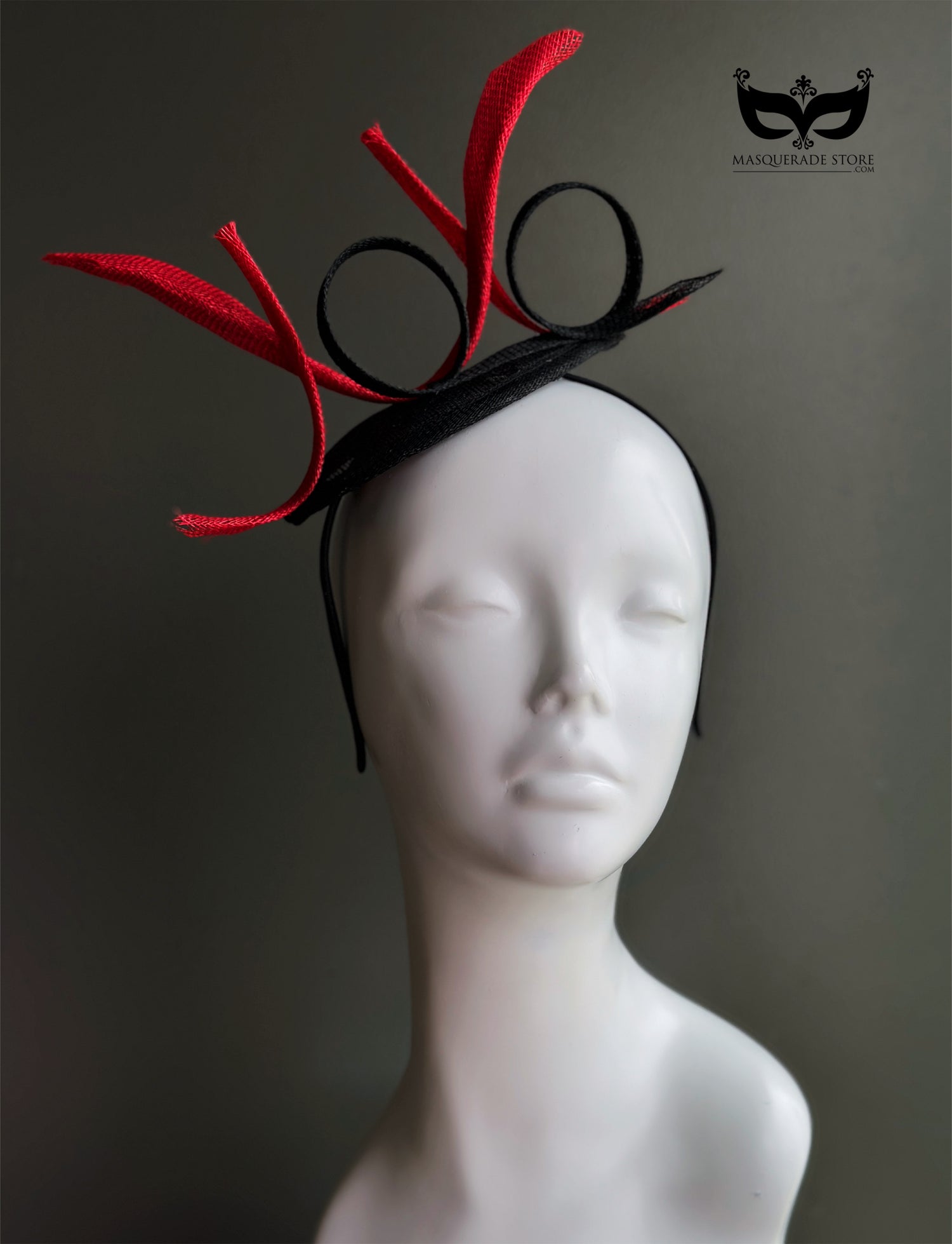 Modern red and black loop headpiece for women