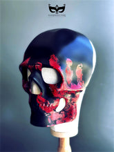 Black and red skull masquerade mask for men, gothic Halloween costume mask.