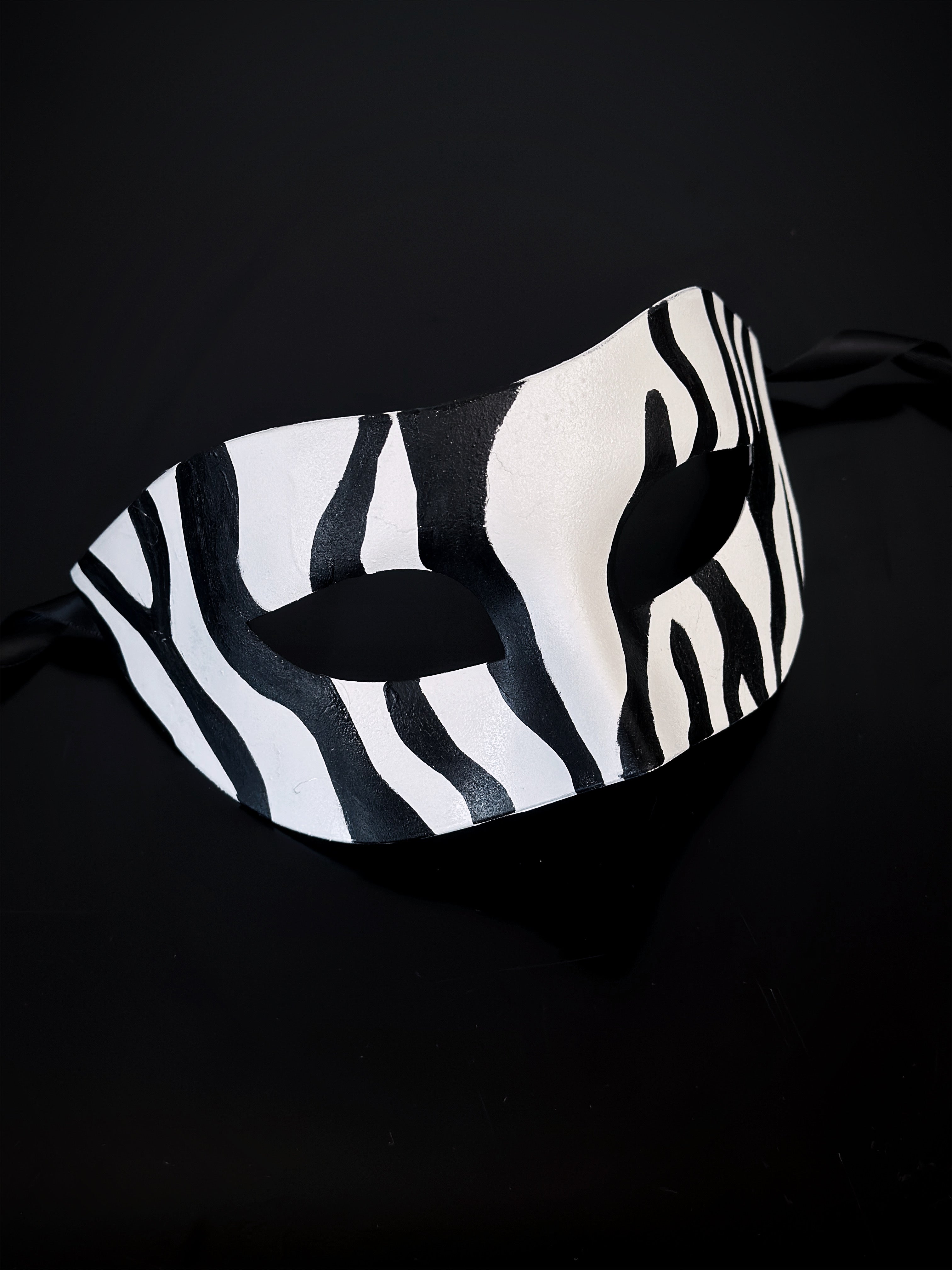 Zebra Color Mask Men's Masquerade Mask Zebra Stripe Black White | Masquerade Store