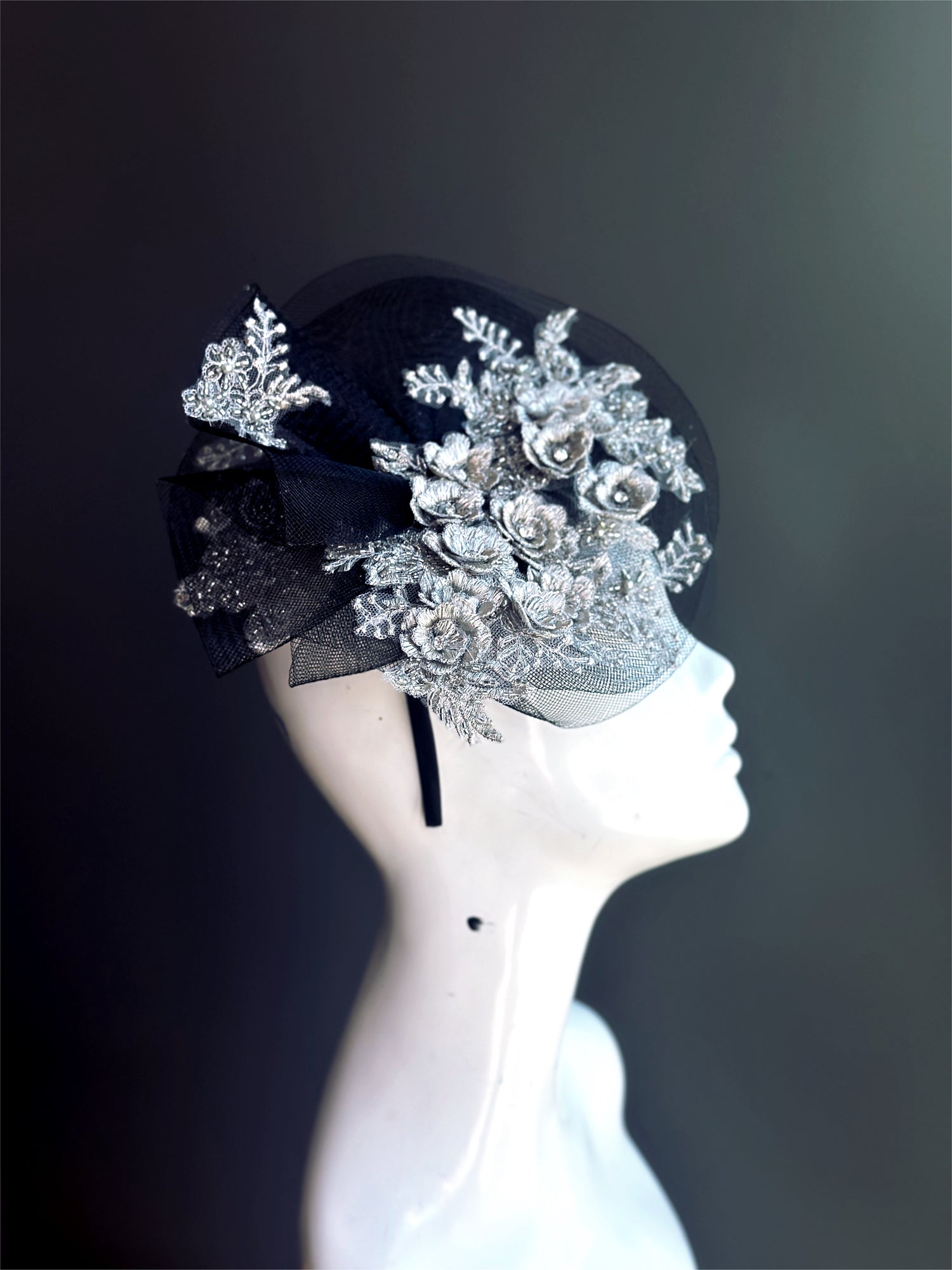 Noir Argent Fascinator