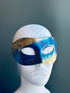 Blue and gold masquerade masks, men’s simple design