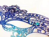 Ombre lace masquerade mask in blue and purple for women, Venetian style lace mask, perfect for masquerade ball, prom, wedding, and Halloween costumes.