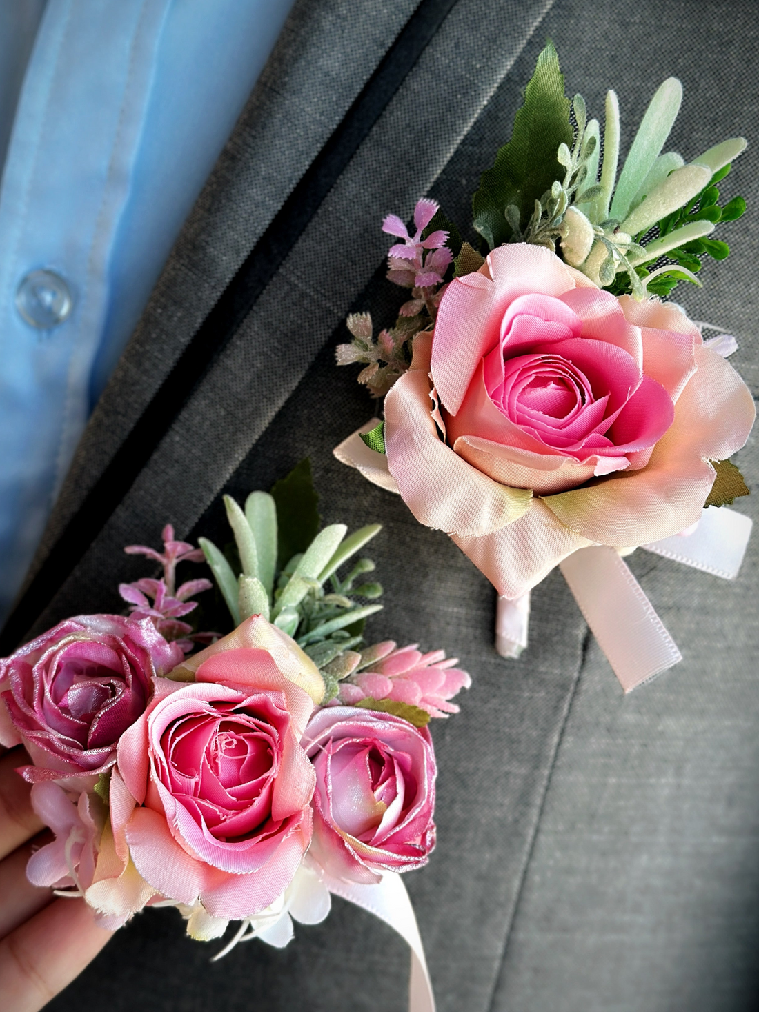 Blushing Rose -  Boutonniere & Corsage