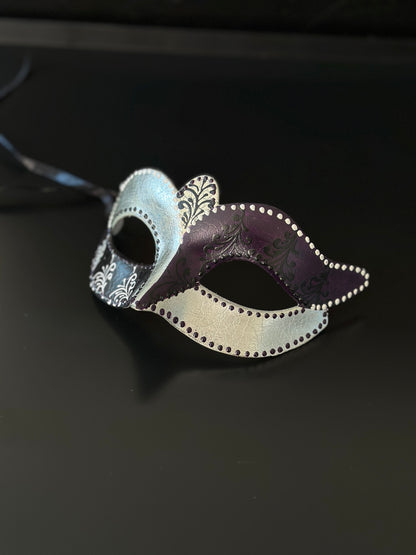 Assorted bulk masquerade mask set in silver and purple with ornate design for group events