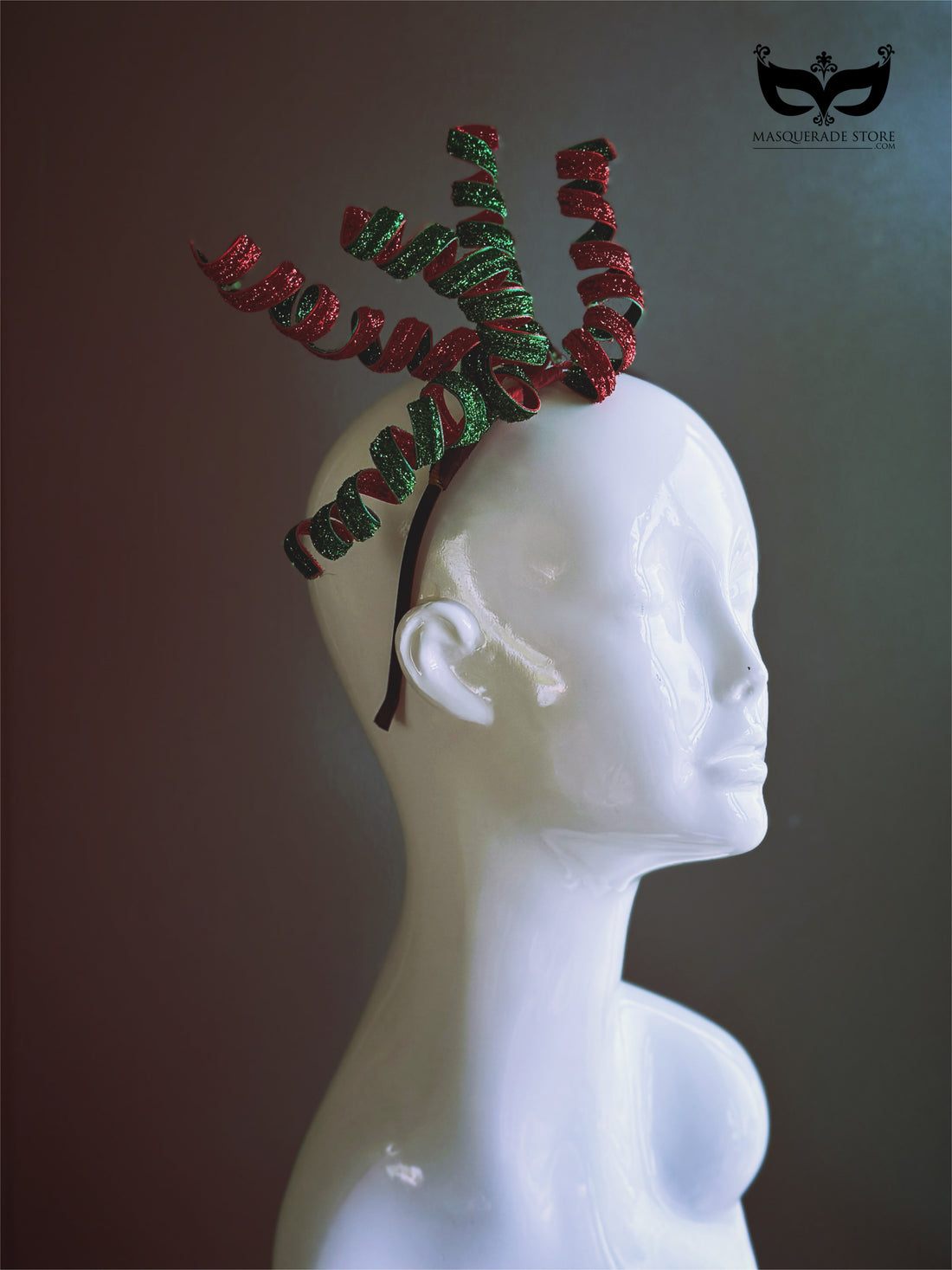 Holiday fascinator with glitter curl ribbons
