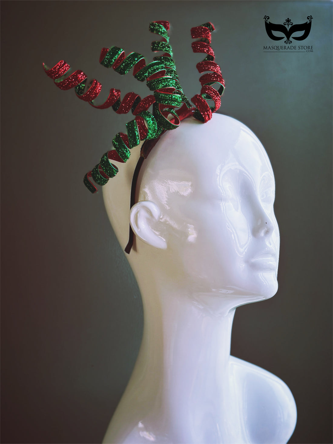 Holiday fascinator with glitter curl ribbons