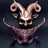 Copper and purple gothic couples masquerade masks with ram horns and lace.