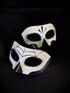 Day of the Dead-inspired spooky couples mask set with skull designs, ideal for Dia de los Muertos or Halloween events.