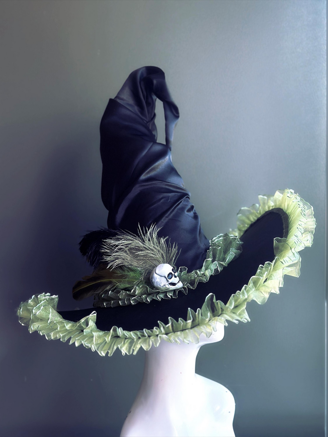 Skull Witch Hat - Olive Green