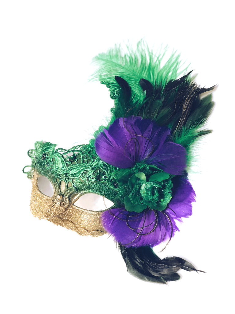 Moon Goddess Mask - Mardi Gras Feathers