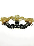 Gold black ombre lace masquerade mask with rhinestones, elegant lace eye mask for women, perfect for prom, masquerade ball, and Halloween parties.