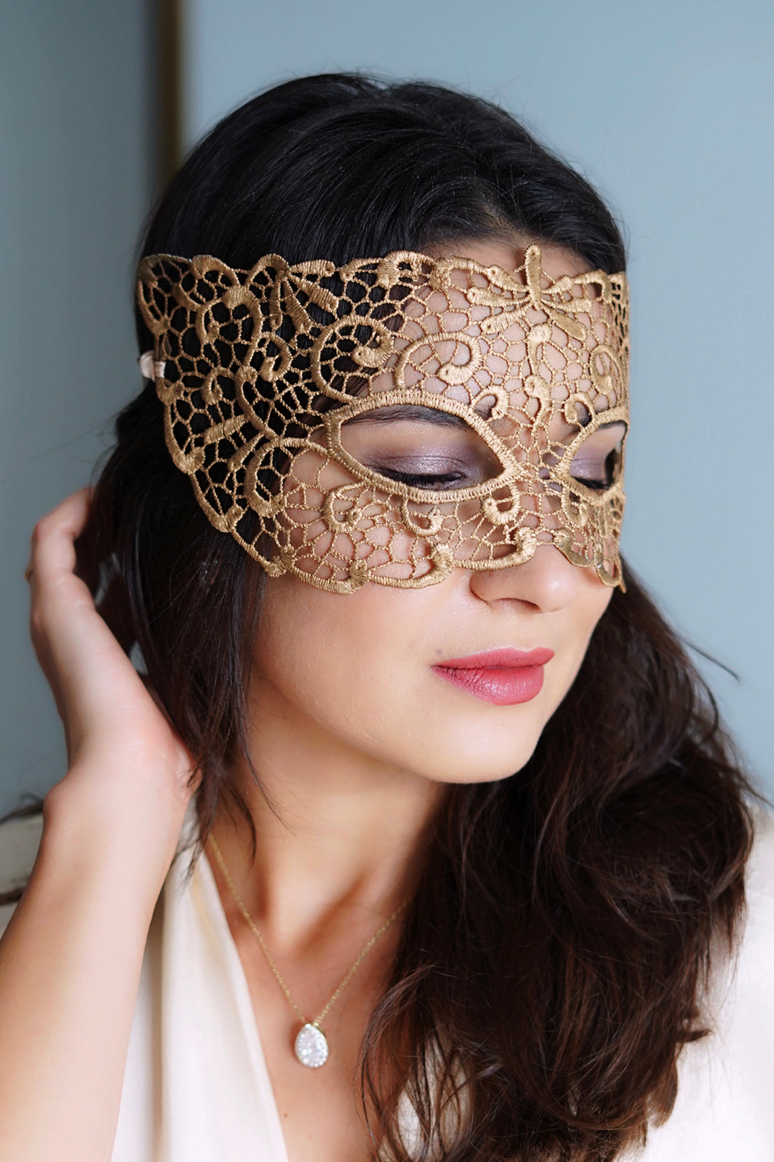 Gold lace mask.