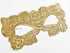 Gold lace masquerade mask for women, Venetian lace eye mask with floral design and satin ties, perfect for masquerade balls, weddings, and Halloween.