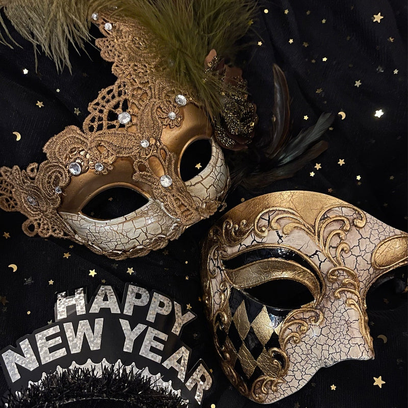 Two Gold Masks Gold Masquerade Masks | Luxury Gold Mask for Halloween & Balls ...