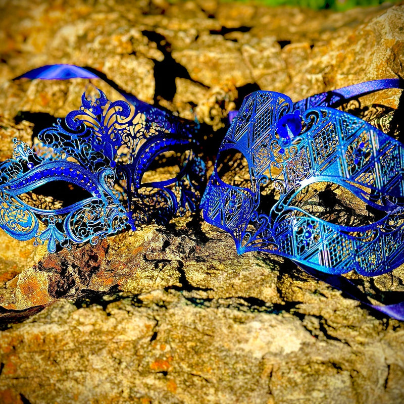 Couples Masquerade Masks Blue – Masquerade Store