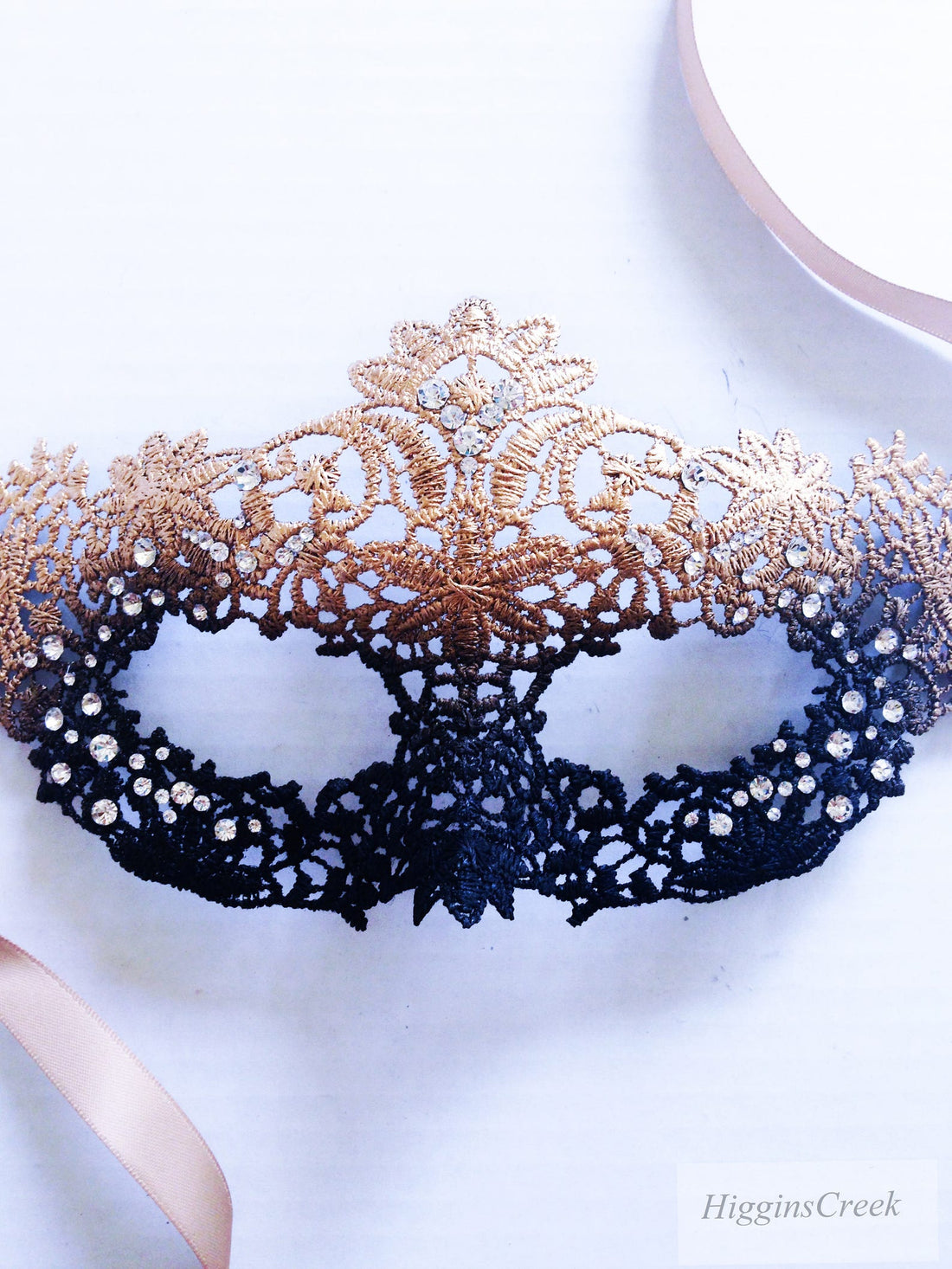 Diane Lace Mask - Gold Black