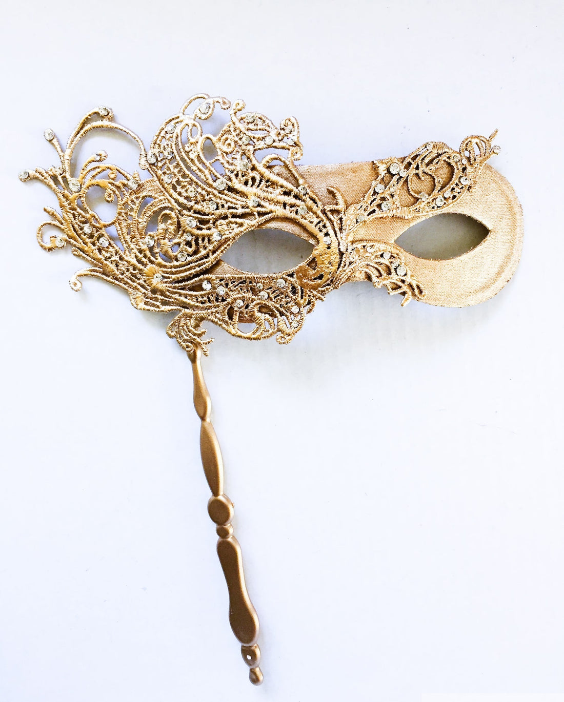 Venetian Lace With Rhinestones - Gold
